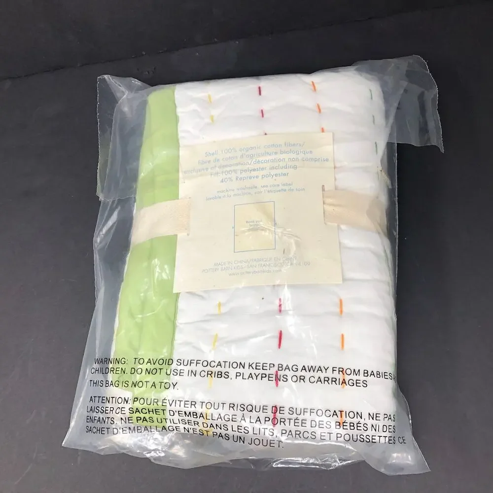 Pottery Barn Kids Pickstitch Quilted Sham Standard Cotton Pillow‎ Cover NEW
